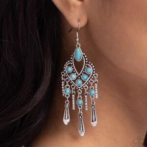 Elegant Silver and Turquoise Chandelier Earrings